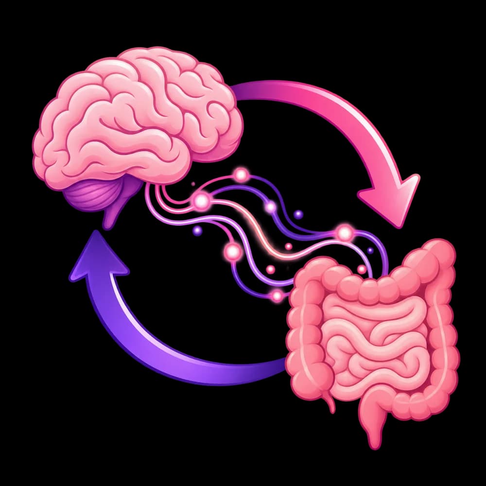 Illustration showing two-way communication between the brain and digestive system